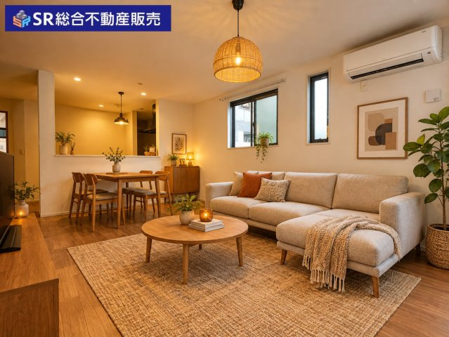 若江本町4丁目中古戸建の居間・リビング|リビングは広々16.54帖♪ご家族でゆったりとお過ごしいただける空間です！（家具はCGによるイメージです。）
