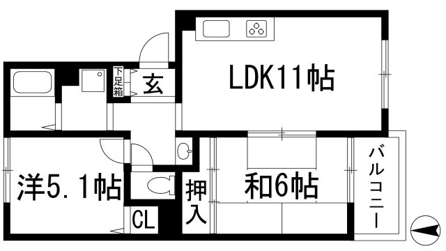 【間取り】 | 岡田山ハイツA棟