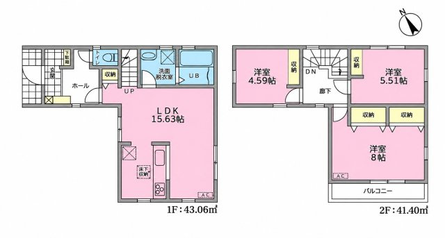 福岡市城南区友丘4丁目第1-5棟（4号棟）の間取り|全居室収納付きで便利です。