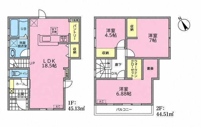 福岡市城南区友丘4丁目第1-5棟（5号棟）の間取り|全居室収納付きで便利です。