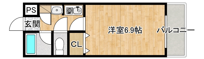 寝屋川市高宮栄町の賃貸マンションの間取り