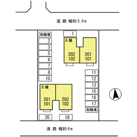 ムーンリットI B棟の区画図