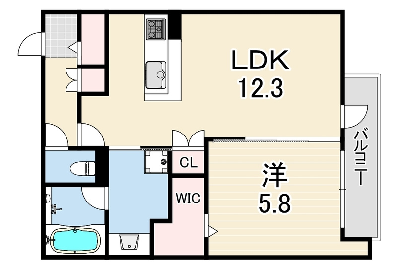 西宮市甲子園浦風町の賃貸マンションの間取り