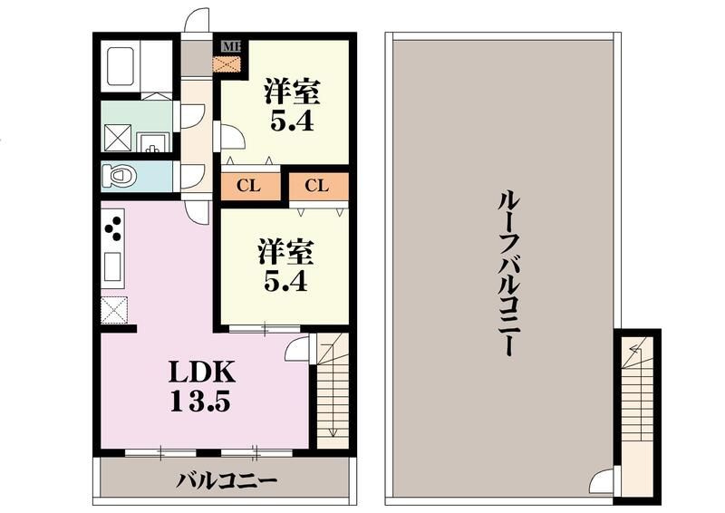 神戸市中央区北野町４丁目のアパートの間取り