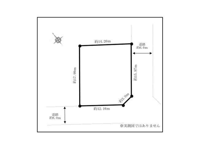 【土地図】 | 台町売地 | 高低差や日当たり、道路からの入りやすさは図面だけでは分かりません。ぜひ現地で広さをご体感ください。ご希望の日時でご案内しますので、お問い合わせください。※図面と現況が異なる場合は現況優先。