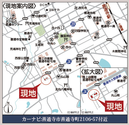 善通寺市善通寺町の新築一戸建の地図