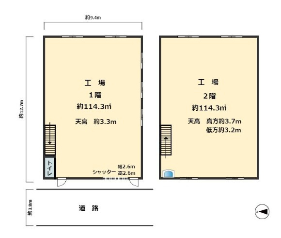 東大阪市若江東町2丁目　貸倉庫・工場の間取り