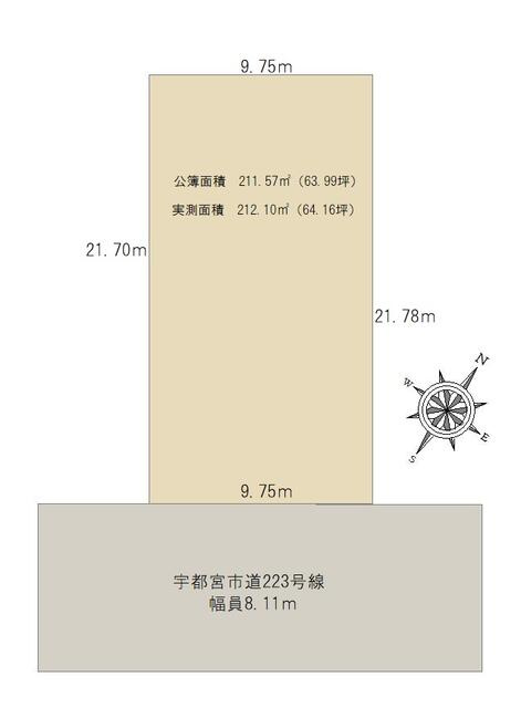 宇都宮市日の出1丁目　212.10㎡　売地の土地図