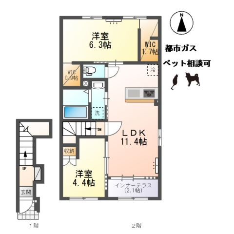 小信中島東鵜飼分新築アパートの間取り