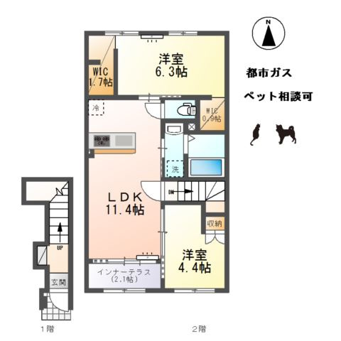 小信中島東鵜飼分新築アパートの間取り