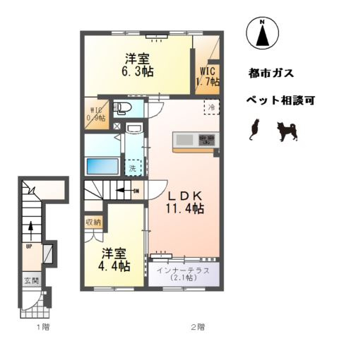 小信中島東鵜飼分新築アパートの間取り