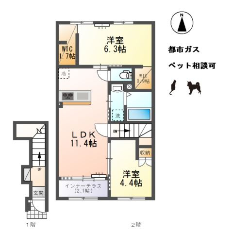小信中島東鵜飼分新築アパートの間取り