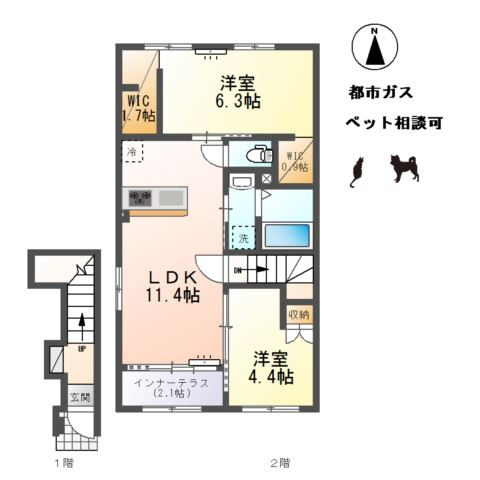 小信中島東鵜飼分新築アパートの間取り