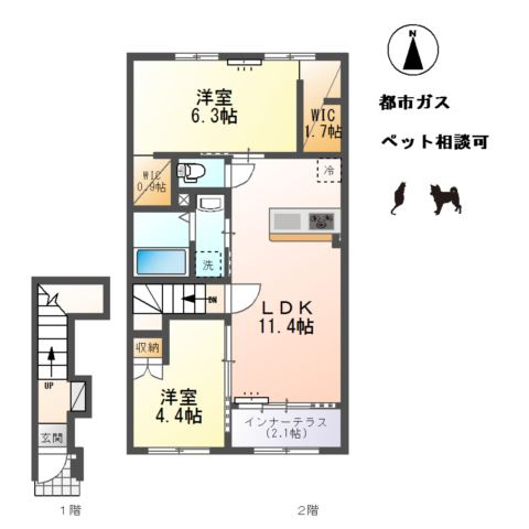 小信中島東鵜飼分新築アパートの間取り