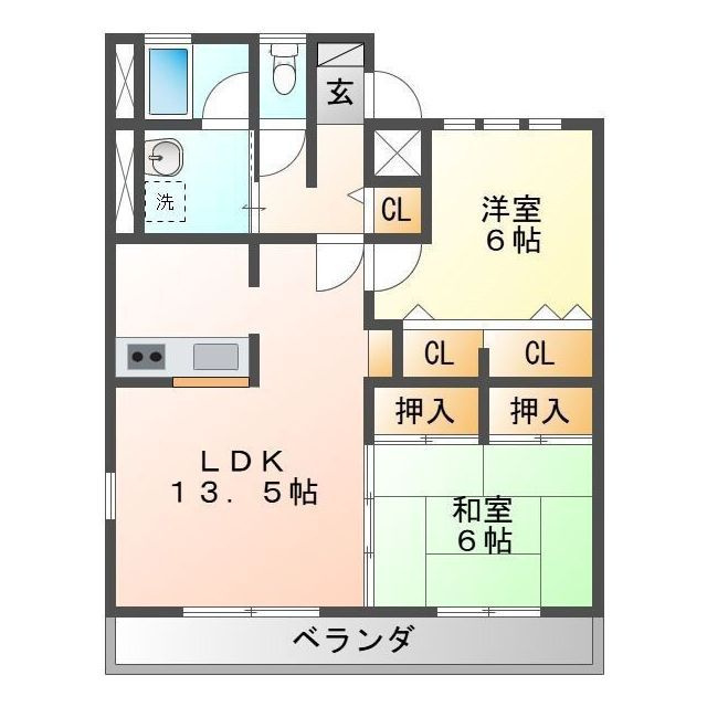岐阜市北一色１丁目のアパートの間取り