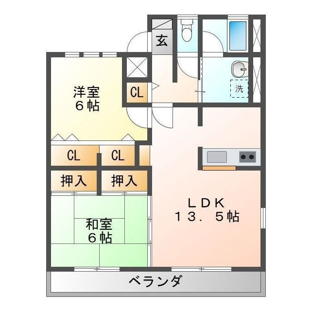岐阜市北一色１丁目のアパートの間取り