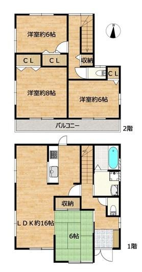 天理市富堂町　一戸建の間取り