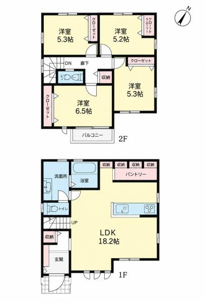 横浜市青葉区藤が丘１丁目の新築一戸建の間取り