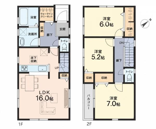 横浜市港北区下田町３丁目の新築一戸建の間取り