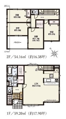 水戸市内原町　1期　新築戸建て　1号棟の間取り|間取り図です♪
実際の空間の広さや陽当たり、風通しなどは現地でご確認できます♪