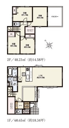 水戸市内原町　1期　新築戸建て　2号棟の間取り|間取り図です♪
実際の空間の広さや陽当たり、風通しなどは現地でご確認できます♪