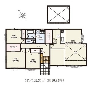 水戸市内原町　1期　新築戸建て　3号棟の間取り|間取り図です♪
実際の空間の広さや陽当たり、風通しなどは現地でご確認できます♪