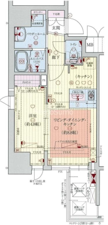 プレサンス北浜レガーロの間取り