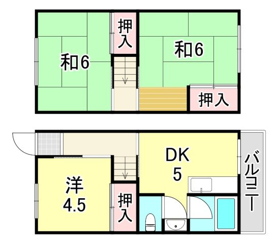 鶴甲コーポ２５号館の間取り