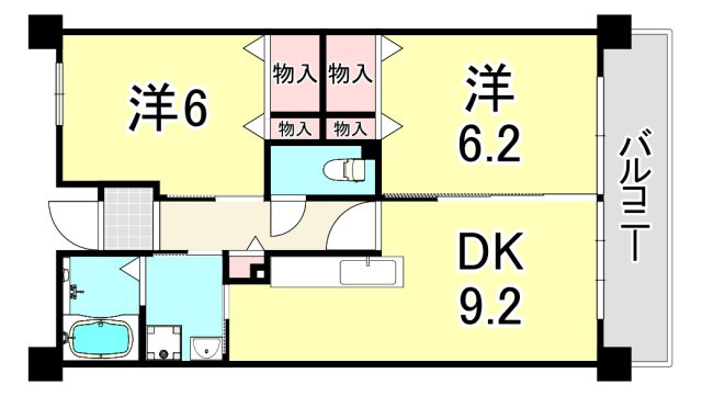 UR浜甲子園なぎさ街　23号棟の間取り