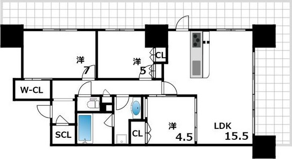 クレヴィアタワー神戸ハーバーランドの間取り