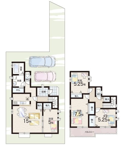 尼崎市西昆陽　新築一戸建ての間取り|C号地