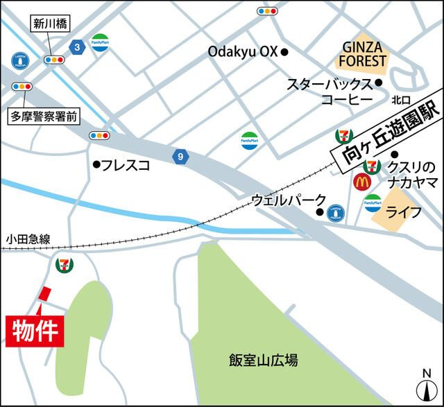 リアン向ヶ丘遊園の地図