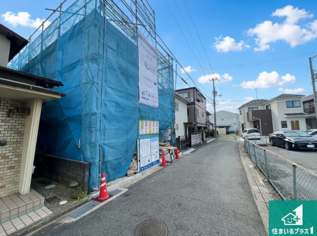 明石市二見町福里　第9期　新築一戸建ての前面道路含む現地写真|周辺は落ち着いた街並みの住宅地！子育てがしやすい住環境です！まだ未完成ですが、現地でしかわからない事もございます。是非一度ご覧ください。