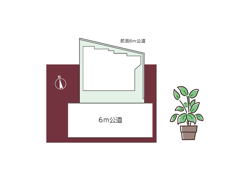 厚木市愛名　中古戸建　33.07坪の区画図|南側6ｍ公道に面した、陽当り・風通り共に良好な区画！P２台駐車可◎
小・中学校近く、毎日のお買い物便も良好ですよ♪