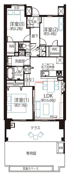 西東京市谷戸町２丁目の中古マンションの間取り