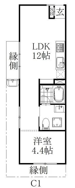 Ｔｈｅ　Ｏｒｃｈａｒｄ　Ｙａｈａｔａ　Ｃ棟の間取り