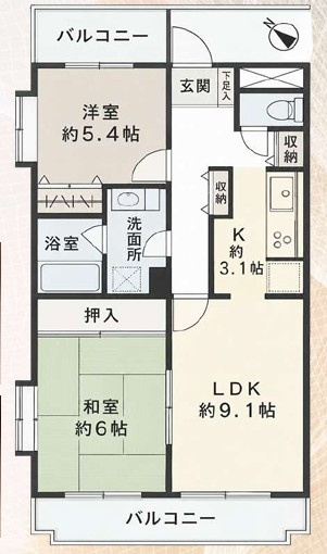 【中古マンション】ガーデンコート若葉の間取り