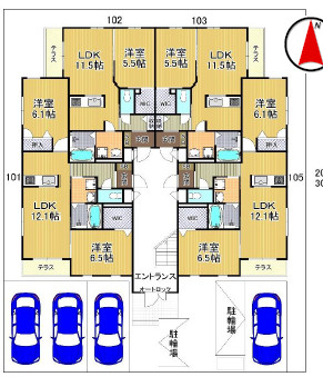 大阪市東住吉区　スクエアプレイス西今川の間取り