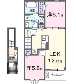 【間取り】 | メゾンドクレア | ２ＬＤＫの間取り！