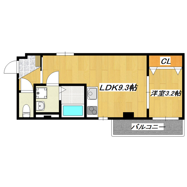 タウニードエルの間取り|東向きの角部屋です