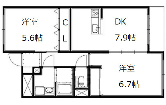 コーポラス伏見の間取り