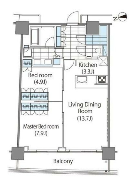 新宿区新宿６丁目の賃貸マンションの間取り
