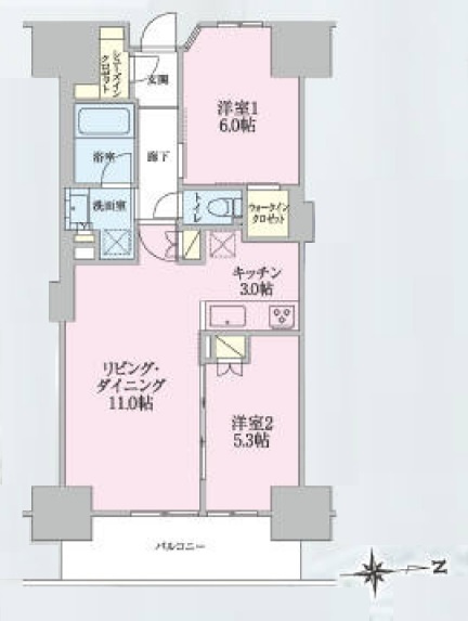 武蔵野市境２丁目の賃貸マンションの間取り