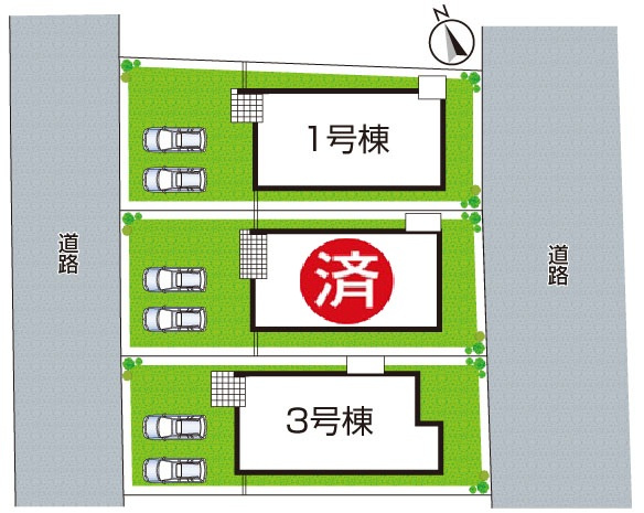 10(土)11(日)12(祝)現地説明会！◆河内長野市南花台　新築一戸建ての区画図|全3区画