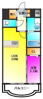 福岡市南区井尻４丁目の賃貸マンションの間取り