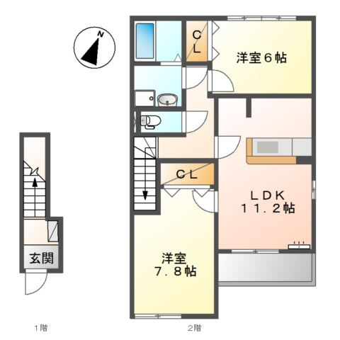 アシューレ五郎丸Ｂの間取り