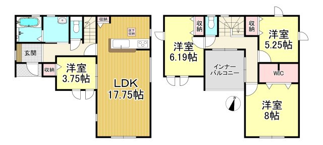 知多郡武豊町字堀割　全2棟　1号棟の間取り|1号棟　4LDK+WIC♪