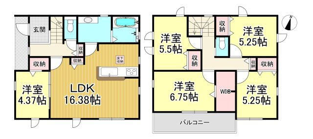 知多郡武豊町字堀割　全2棟　2号棟の間取り|1号棟　5LDK+WIC♪