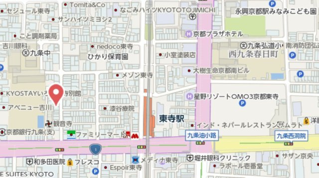 京都市南区西九条川原城町　建築条件なし土地の地図