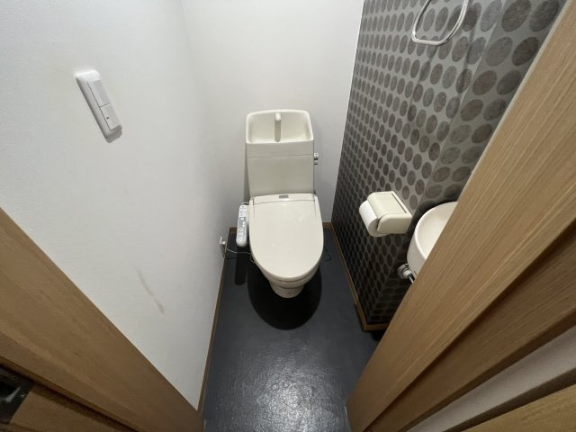 落ち着いた色調のトイレです